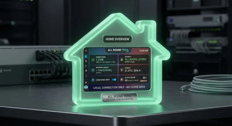 A secure Home Assistant dashboard showing local-only data flow within a Wollongong home.