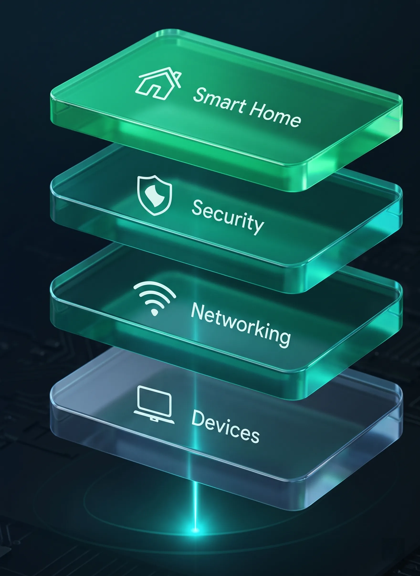 Home technology layers: Smart Home, Security, Networking, Devices